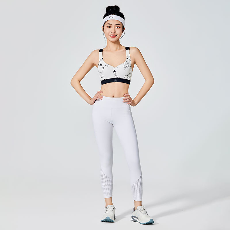 Dames puur witte sportlegging met mesh